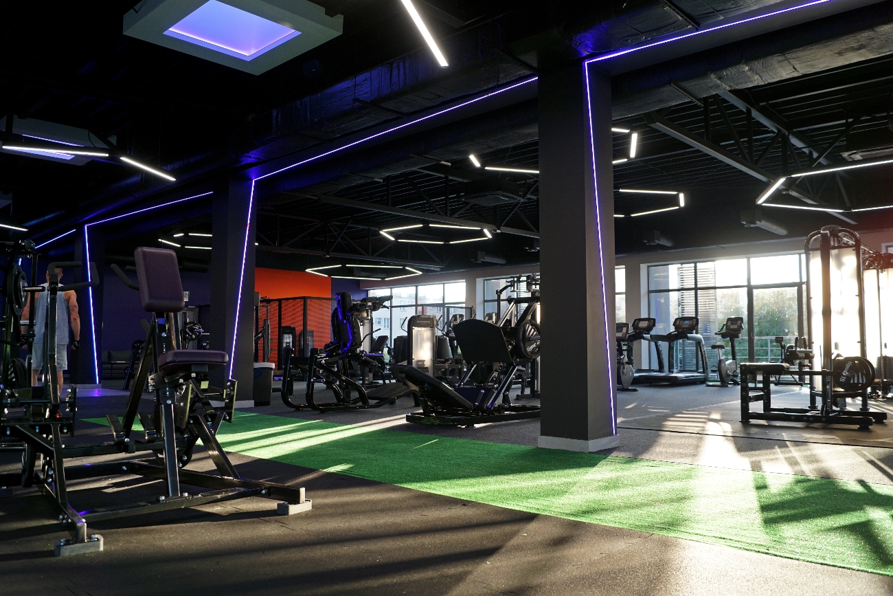 gym with modern equipment 