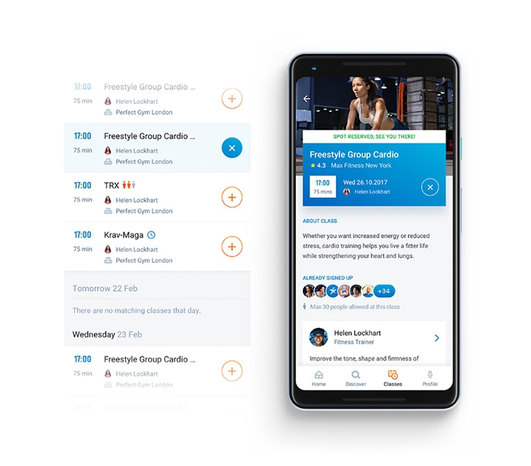 Perfect Gym mobile app