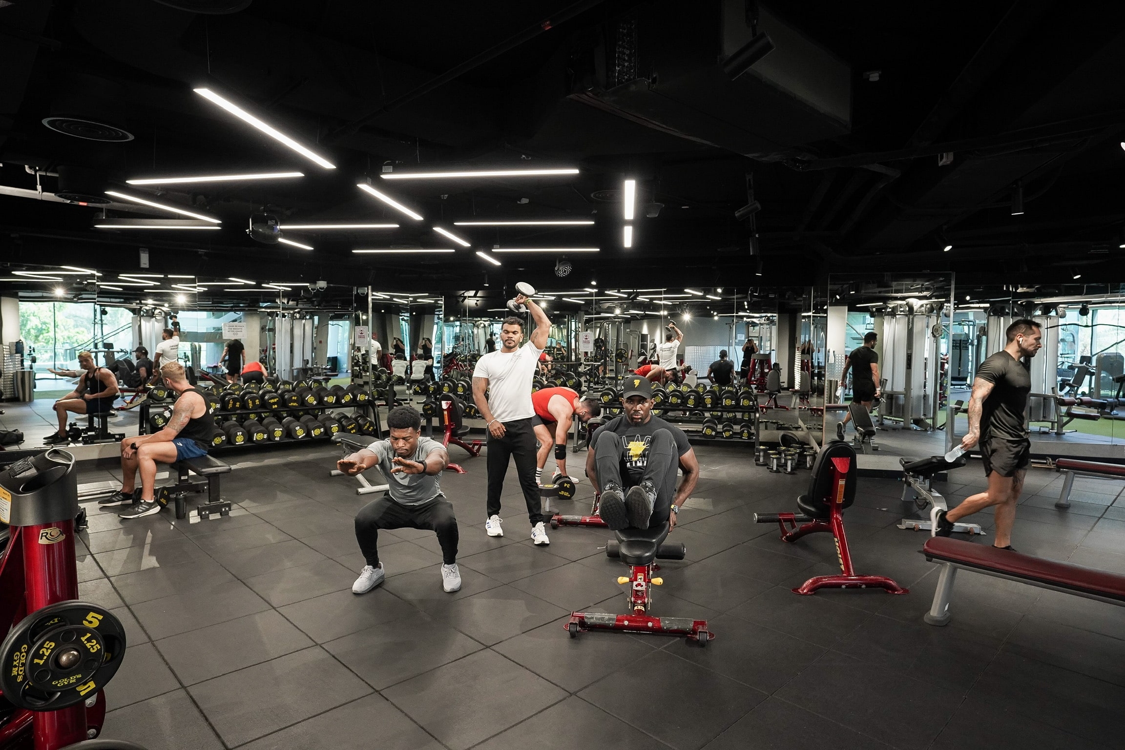 people exercising in a gym