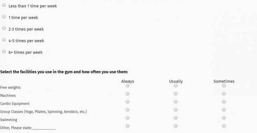 Example Of Fitness Questionnaire Ideas