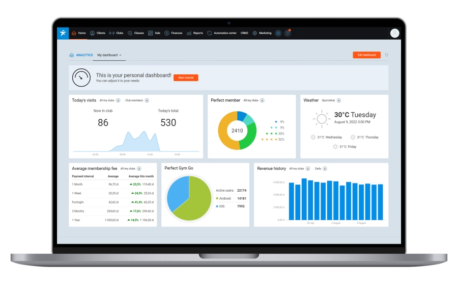 laptop mockup with crm software dashboard