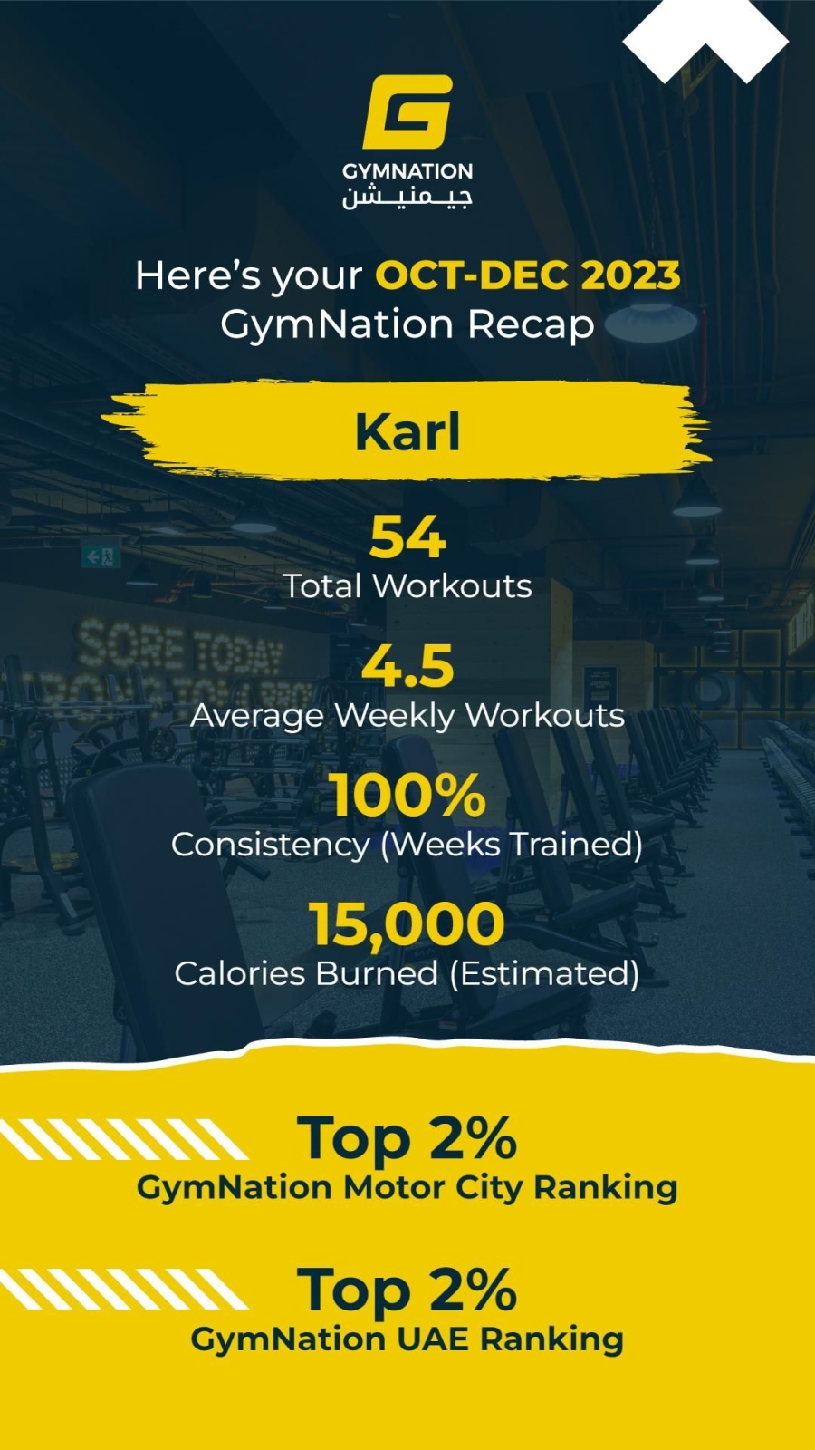 gymnation mobile app dashboaard with workouts overview