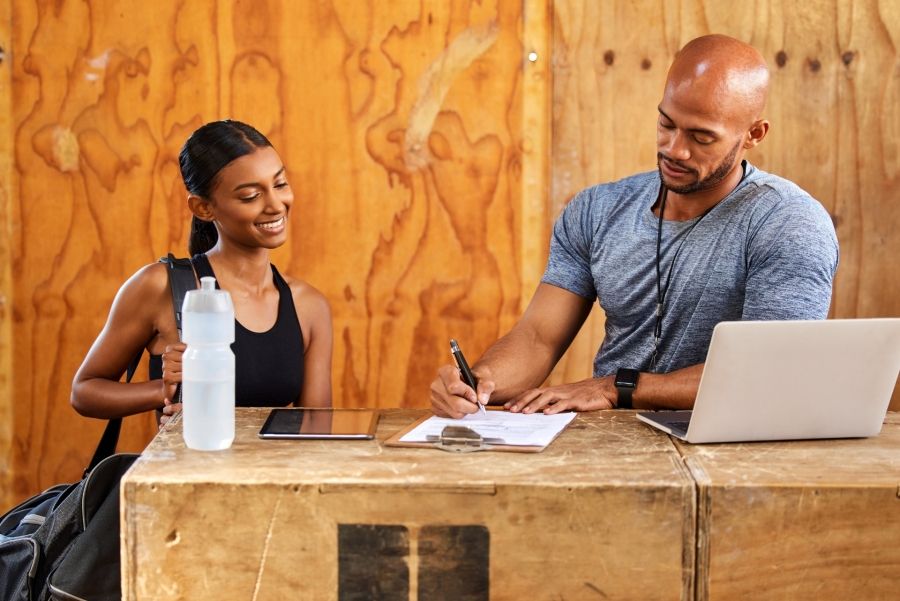 woman with a personal trainer