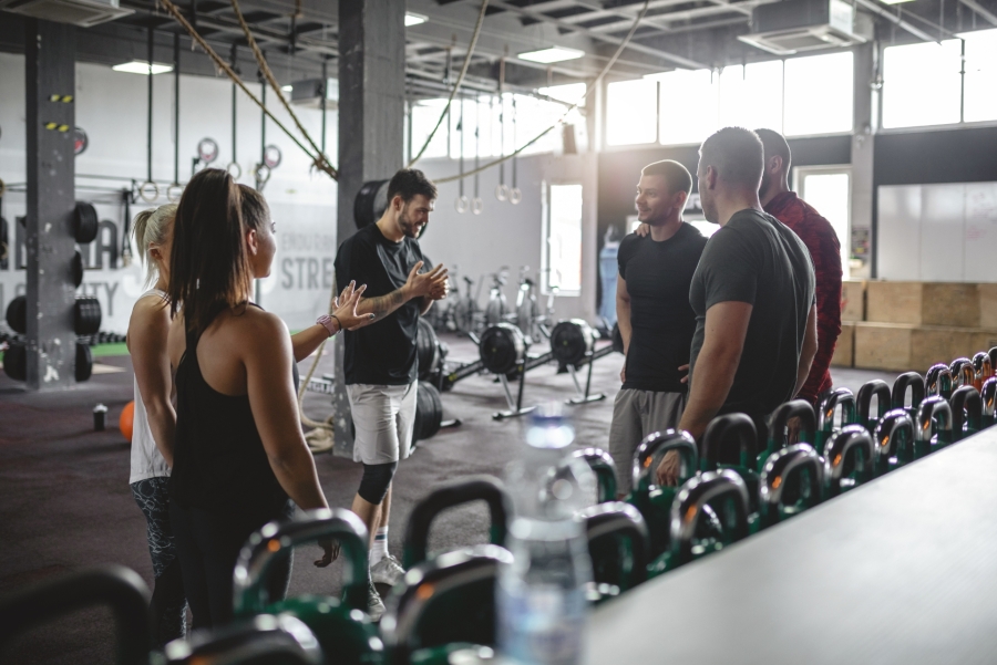 gym members standing in a circle