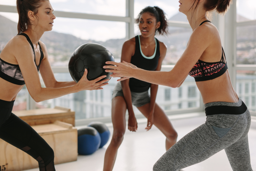 women during a fitness class