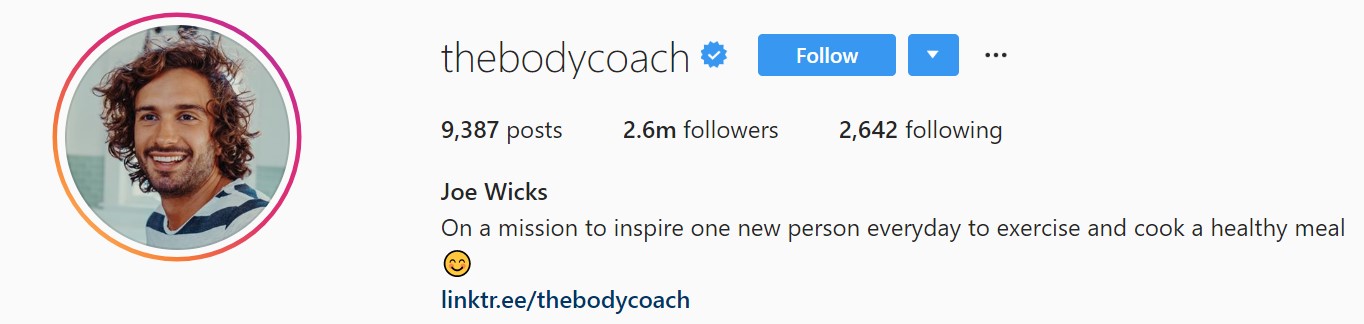 the body coach instagram bio