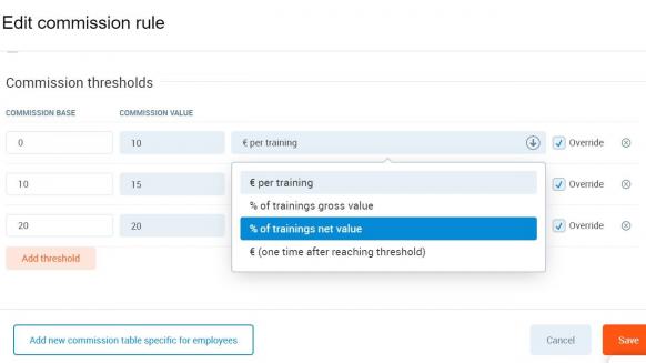 PerfectGym streamline gym operations general commission rules screenshot