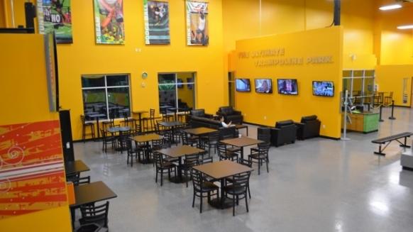 Perfect Gym trampoline park design chill out zone